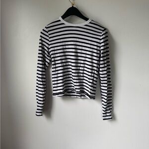 Size XS Black and White Striped Long Sleeve Top